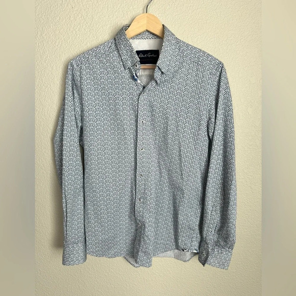 Robert Graham Long Sleeve Button Down Shirt Size Small Blue White Flip Cuff - Picture 1 of 9